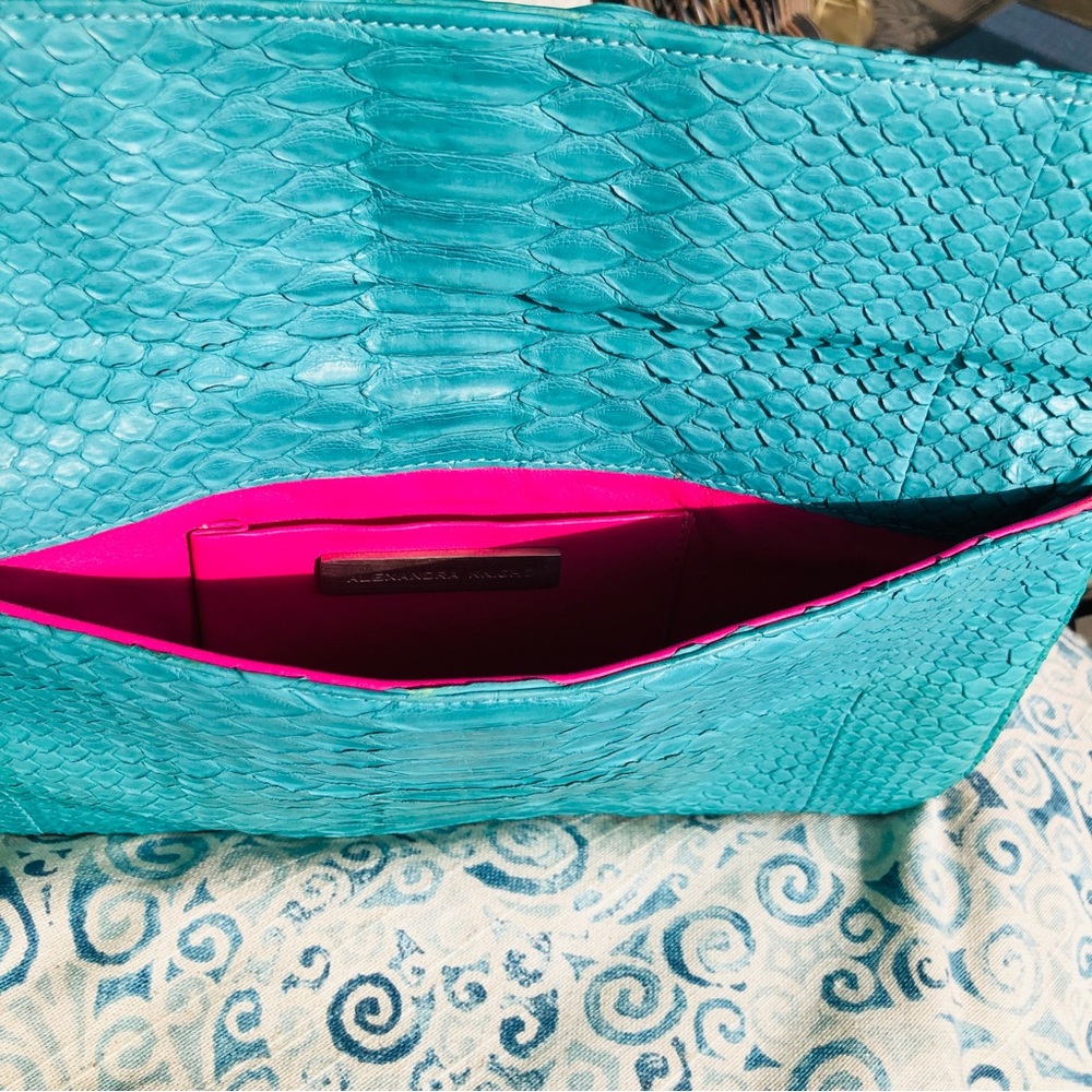 Alexandra Knight Mint Matte Python Soft Clutch Bag - image 6